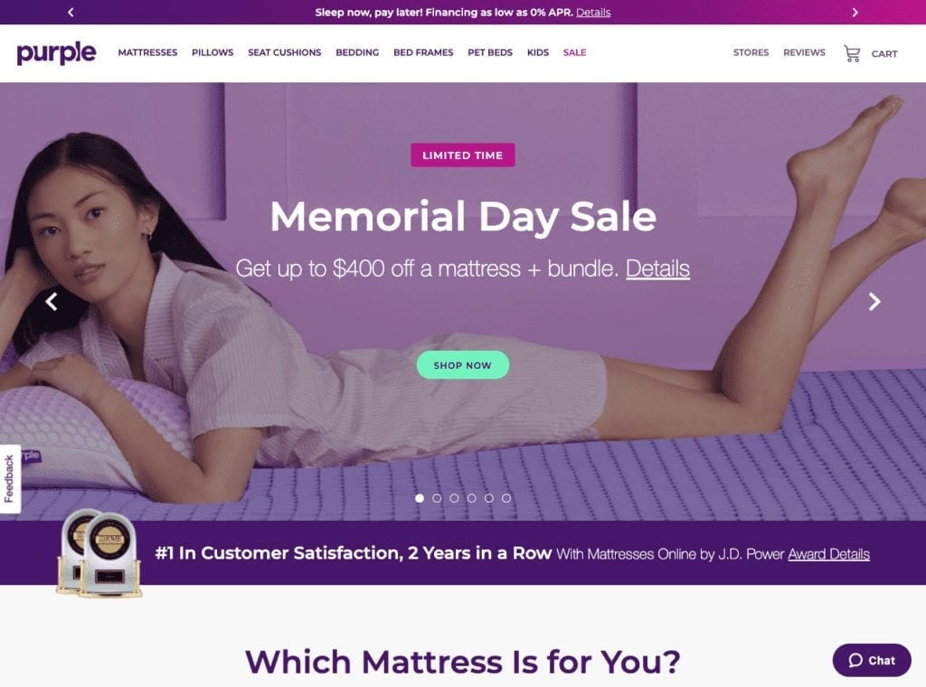 purple.com 1024x760 1 ecommerce example purple mattress