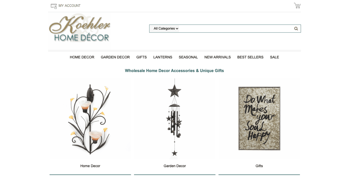 www.koehlerhomedecor.com Screenshot Home Decor Items