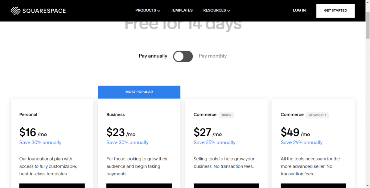 www.squarespace.com pricingScreenshot 1 Squarespace Pricing