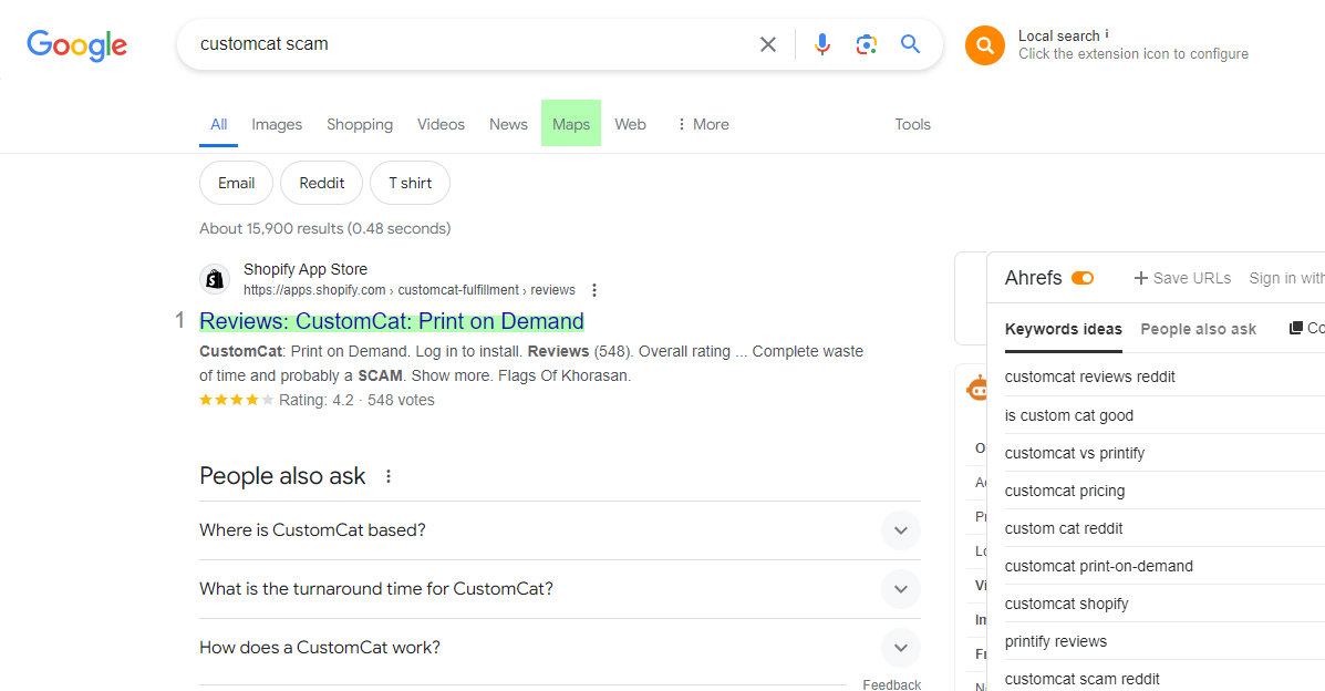CustomCat Scam Google SERP 2024 1 CustomCat Scam Google SERP 2024 1