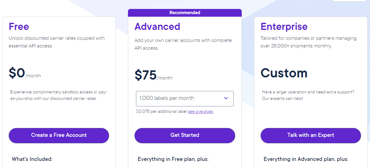 ShipEngine Pricing Page Shipengine pricing