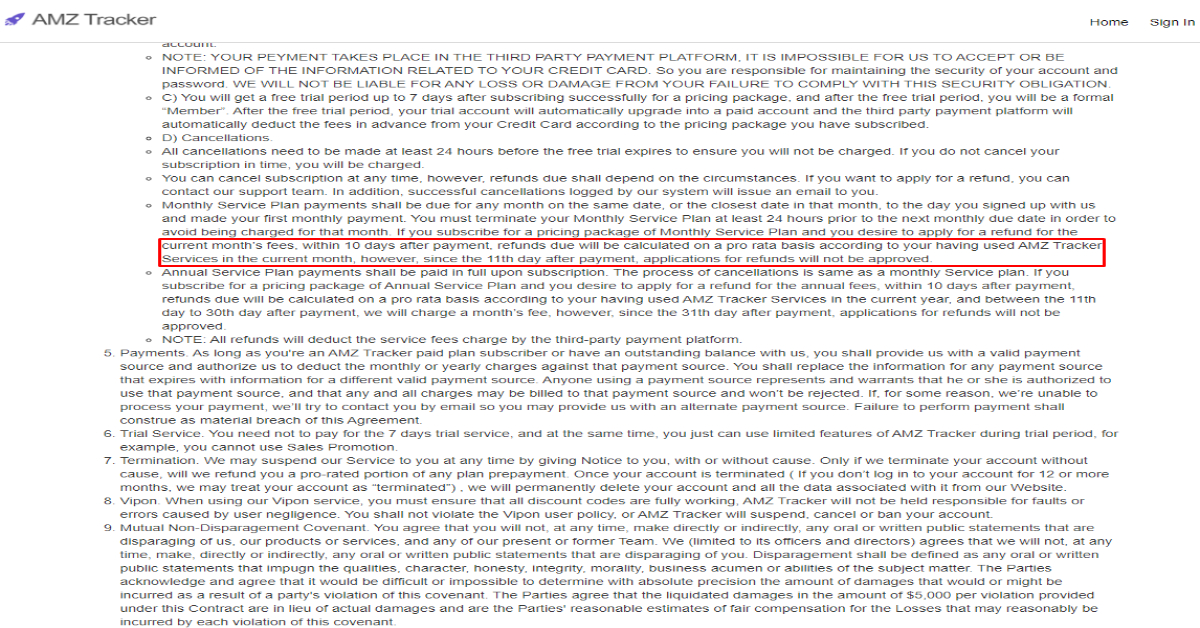 refund policy amz tracker's refund policy